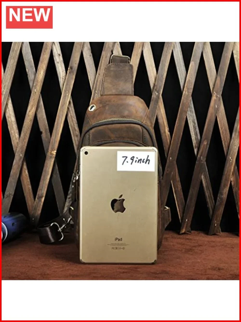 Genuine Leather Crossbody Chest Sling Bag for Men Hiking Travel